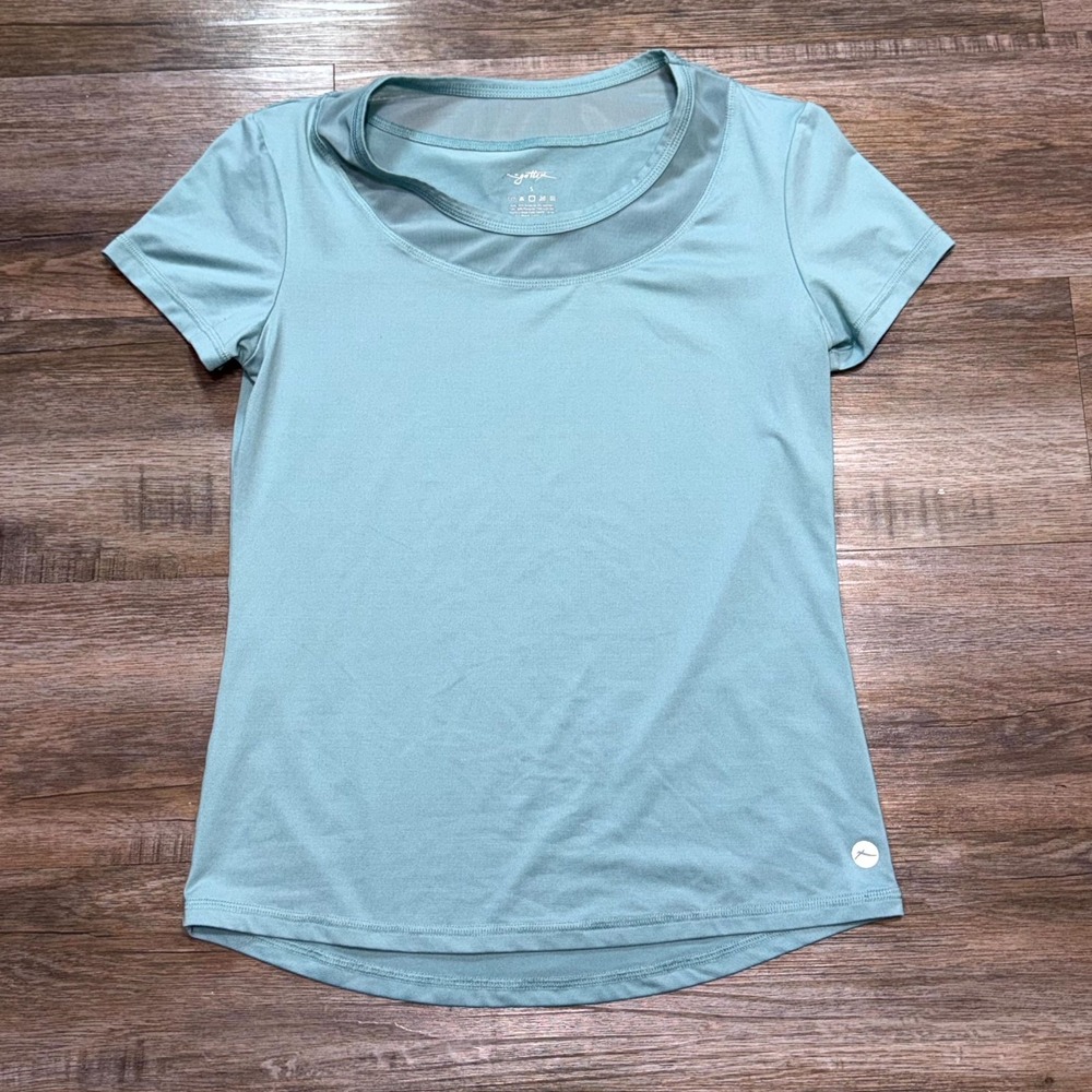 X By Gottex Athletic Shirt Womens Medium Blue Stretch Breathable Activewear Tee